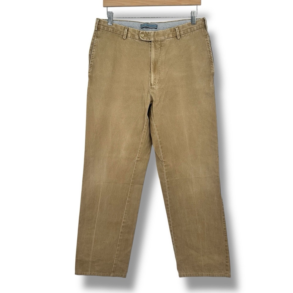 Peter Millar Pants Mens 33 Khaki Pima Cotton Chino Straight Leg Golf Made Peru